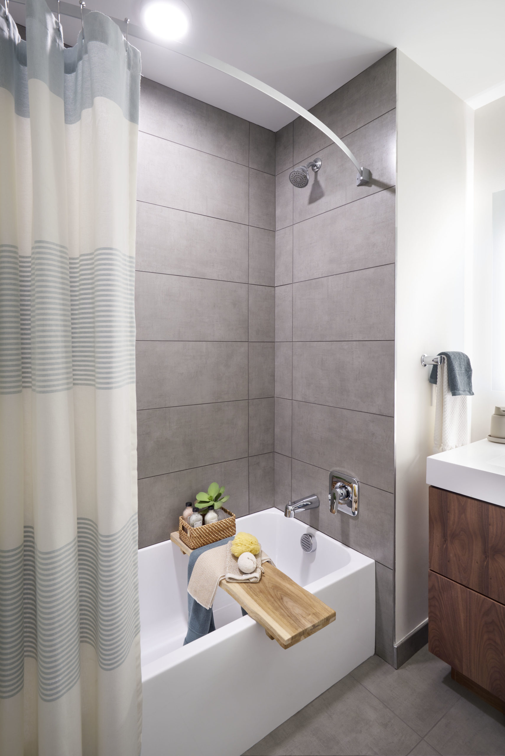 modern bathroom soaker tub and tiles bath jersey city apartments